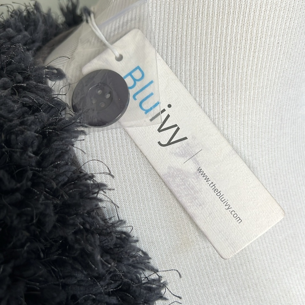 Bluivy COAT Winter Warm Faux Fur Black Shaggy Fluffy Holiday Gift Party - Picture 9 of 16